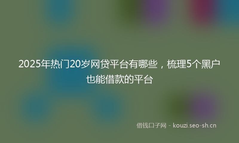 2025年热门20岁网贷平台有哪些，梳理5个黑户也能借款的平台