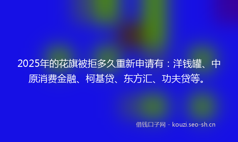 2025年的花旗被拒多久重新申请有：洋钱罐、中原消费金融、柯基贷、东方汇、功夫贷等。