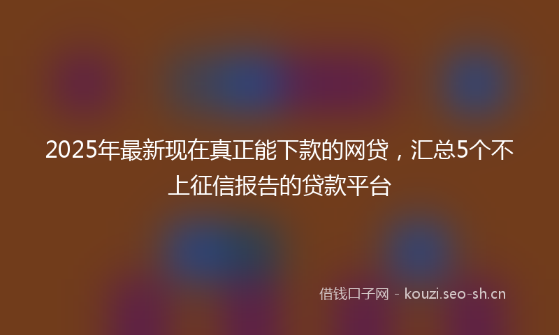 2025年最新现在真正能下款的网贷，汇总5个不上征信报告的贷款平台