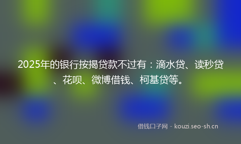 2025年的银行按揭贷款不过有：滴水贷、读秒贷、花呗、微博借钱、柯基贷等。