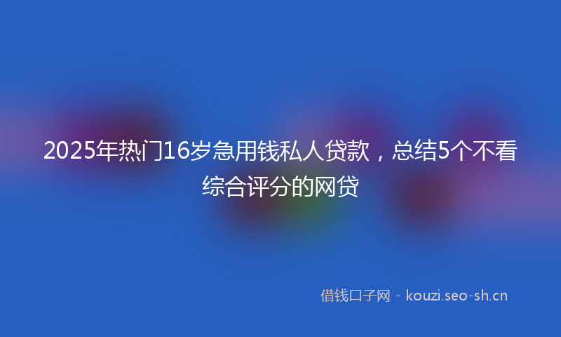 2025年热门16岁急用钱私人贷款，总结5个不看综合评分的网贷
