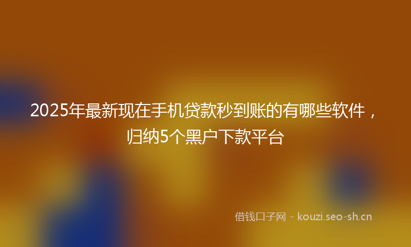 2025年最新现在手机贷款秒到账的有哪些软件，归纳5个黑户下款平台