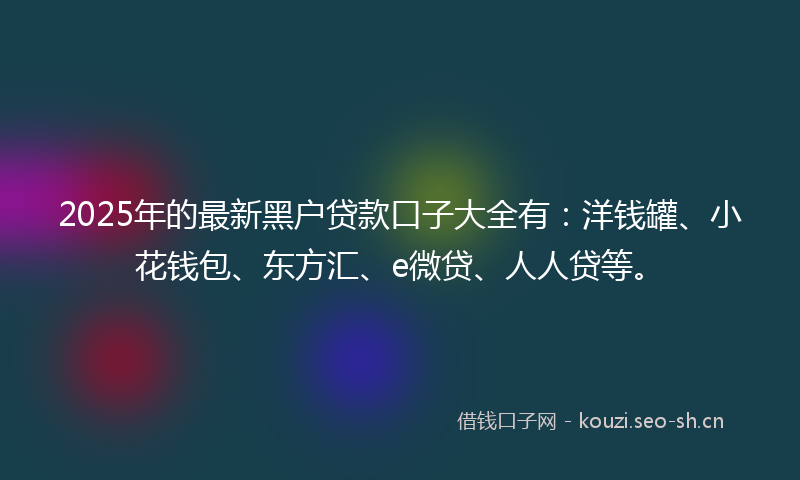 2025年的最新黑户贷款口子大全有：洋钱罐、小花钱包、东方汇、e微贷、人人贷等。