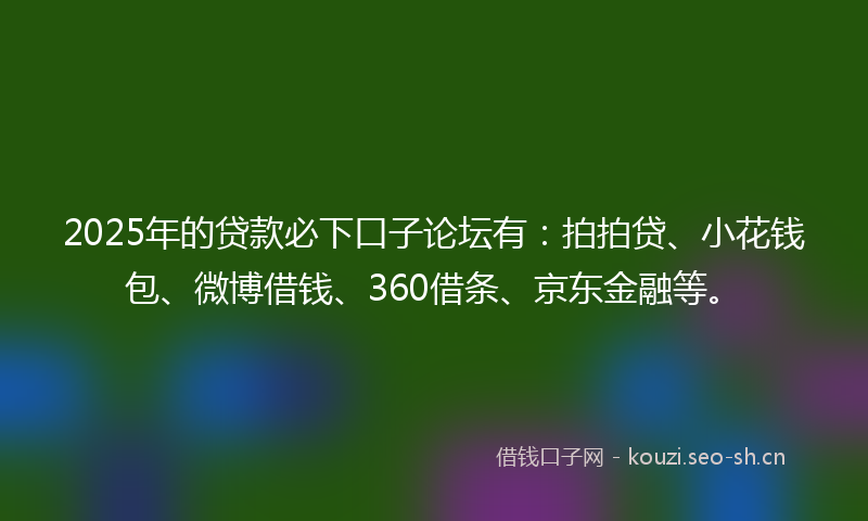 2025年的贷款必下口子论坛有：拍拍贷、小花钱包、微博借钱、360借条、京东金融等。