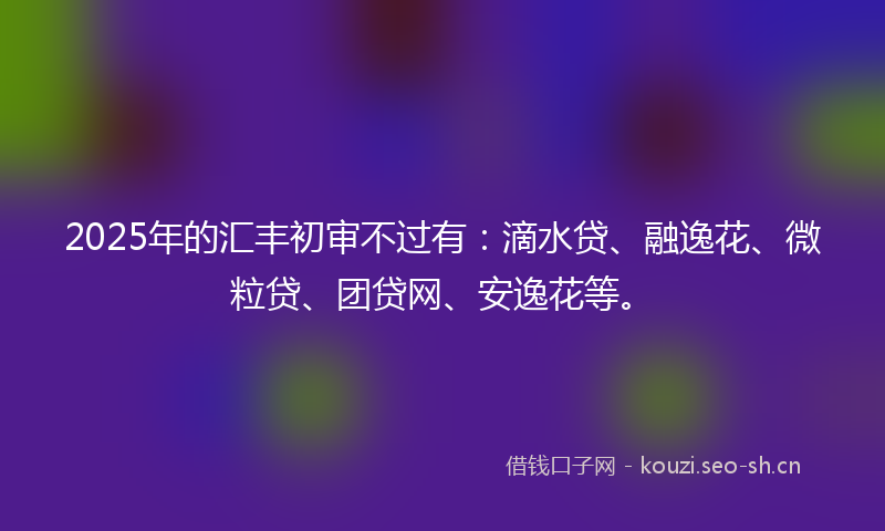 2025年的汇丰初审不过有：滴水贷、融逸花、微粒贷、团贷网、安逸花等。