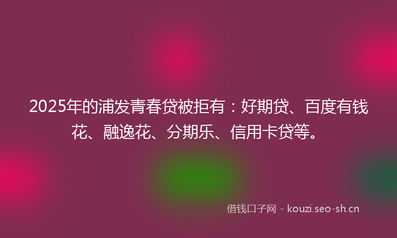 2025年的浦发青春贷被拒有：好期贷、百度有钱花、融逸花、分期乐、信用卡贷等。