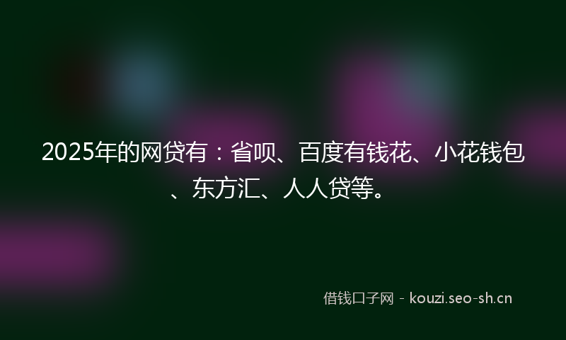 2025年的网贷有：省呗、百度有钱花、小花钱包、东方汇、人人贷等。