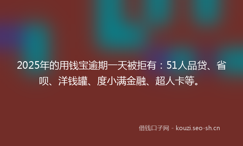 2025年的用钱宝逾期一天被拒有：51人品贷、省呗、洋钱罐、度小满金融、超人卡等。