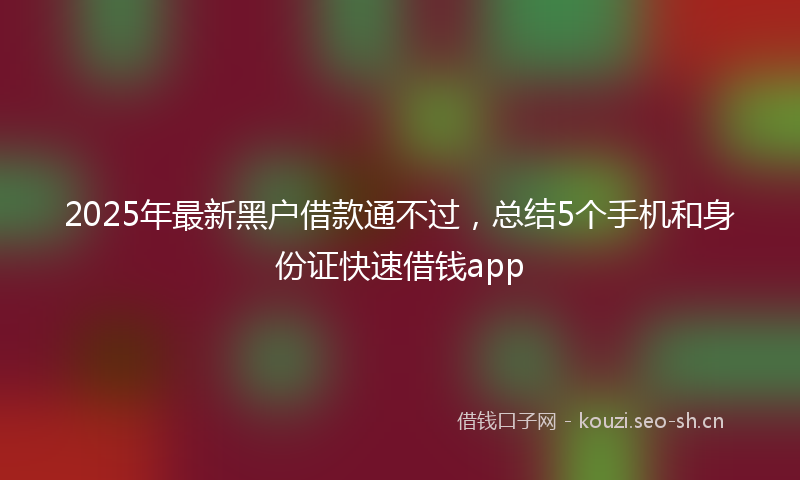 2025年最新黑户借款通不过，总结5个手机和身份证快速借钱app
