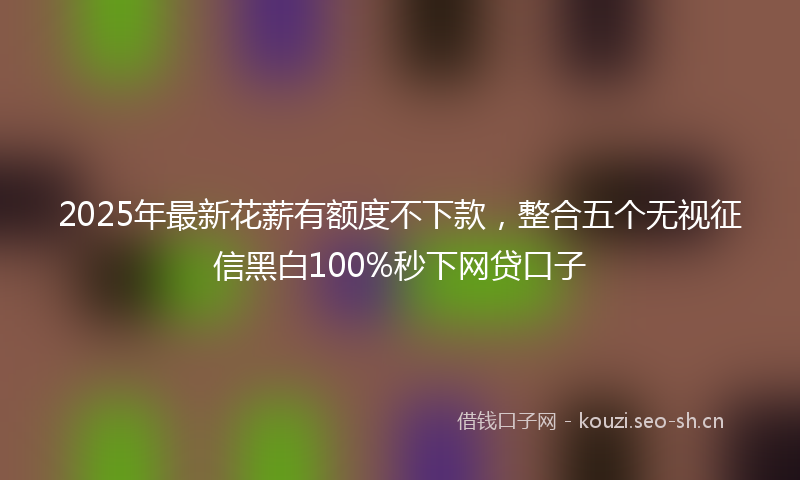 2025年最新花薪有额度不下款，整合五个无视征信黑白100%秒下网贷口子