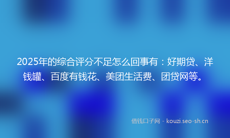 2025年的综合评分不足怎么回事有：好期贷、洋钱罐、百度有钱花、美团生活费、团贷网等。