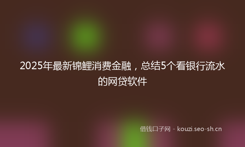 2025年最新锦鲤消费金融，总结5个看银行流水的网贷软件