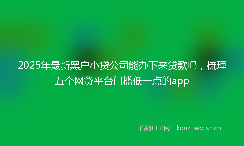2025年最新黑户小贷公司能办下来贷款吗，梳理五个网贷平台门槛低一点的app
