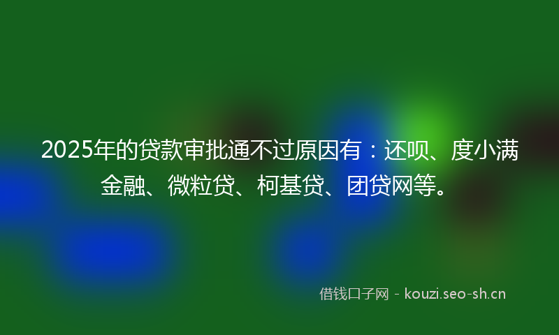 2025年的贷款审批通不过原因有：还呗、度小满金融、微粒贷、柯基贷、团贷网等。