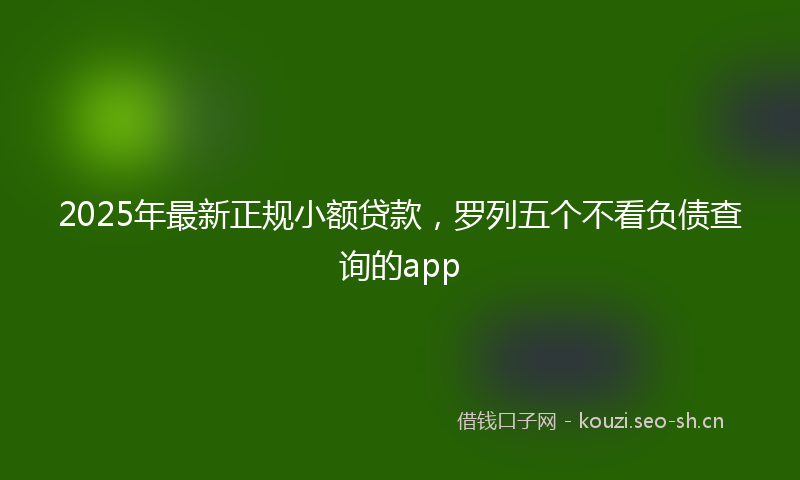 2025年最新正规小额贷款，罗列五个不看负债查询的app