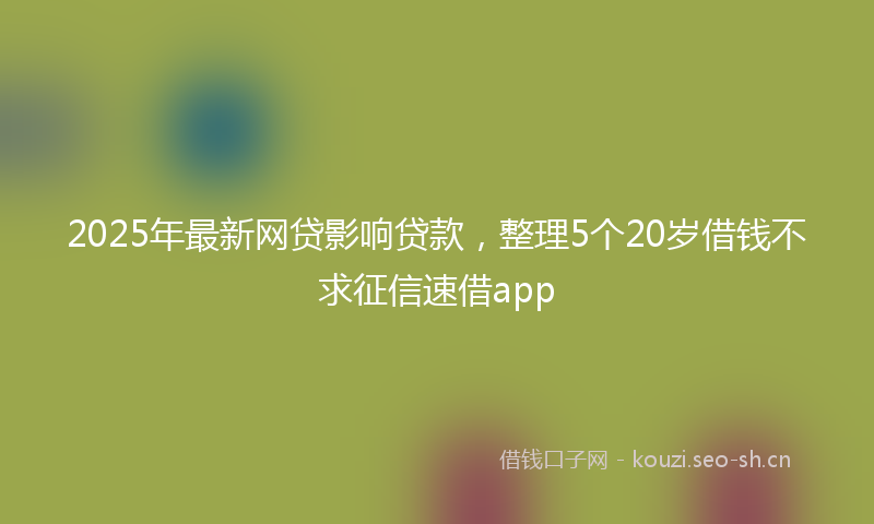 2025年最新网贷影响贷款，整理5个20岁借钱不求征信速借app