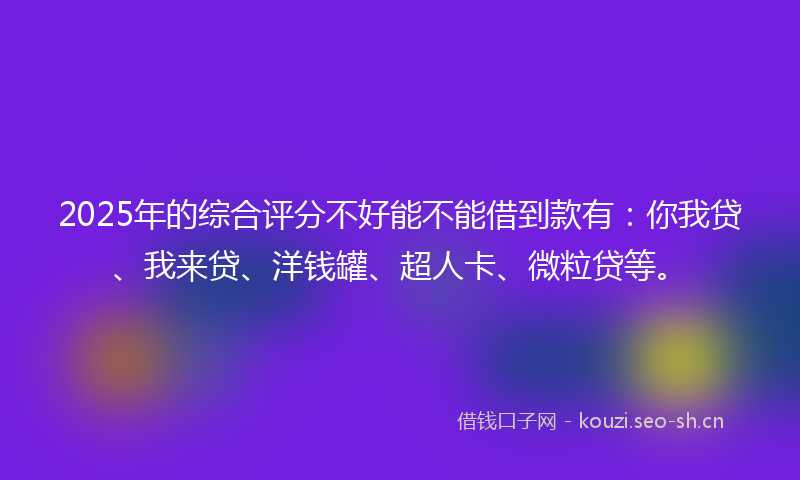 2025年的综合评分不好能不能借到款有：你我贷、我来贷、洋钱罐、超人卡、微粒贷等。