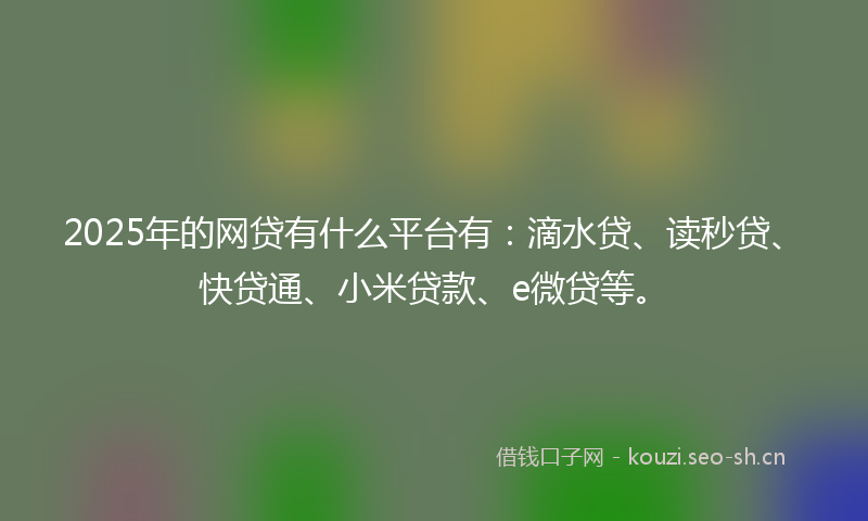 2025年的网贷有什么平台有：滴水贷、读秒贷、快贷通、小米贷款、e微贷等。