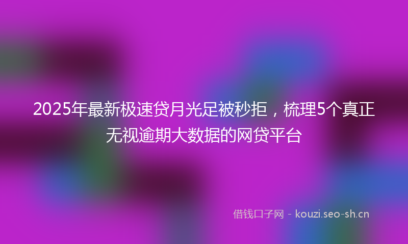 2025年最新极速贷月光足被秒拒，梳理5个真正无视逾期大数据的网贷平台