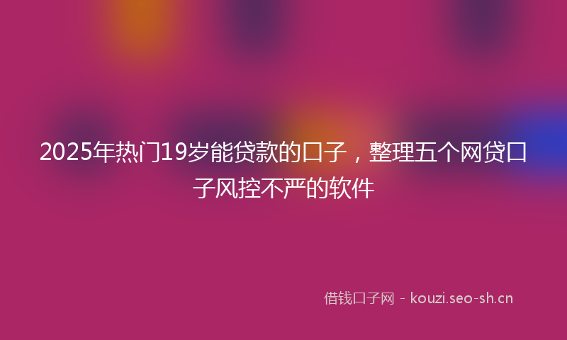 2025年热门19岁能贷款的口子，整理五个网贷口子风控不严的软件