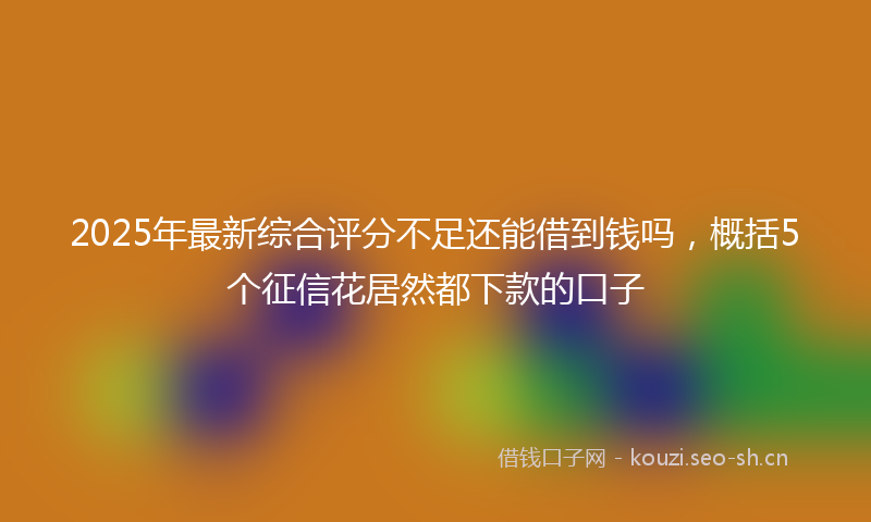 2025年最新综合评分不足还能借到钱吗，概括5个征信花居然都下款的口子