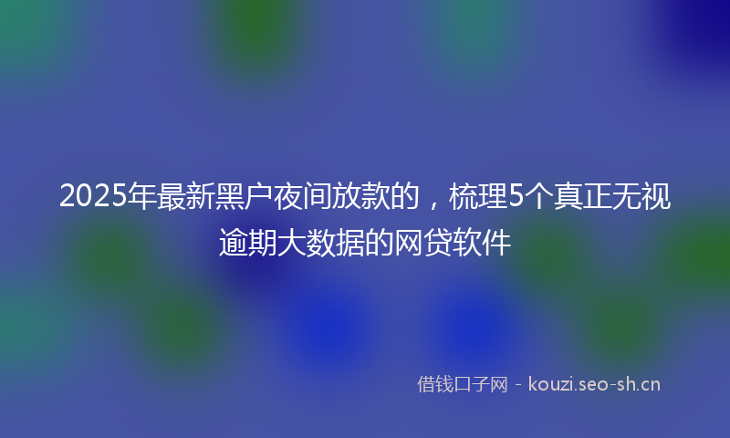 2025年最新黑户夜间放款的，梳理5个真正无视逾期大数据的网贷软件