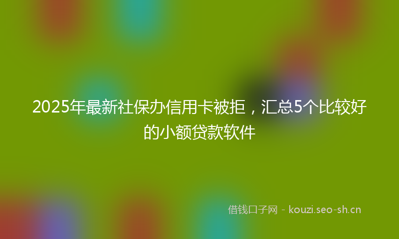 2025年最新社保办信用卡被拒，汇总5个比较好的小额贷款软件