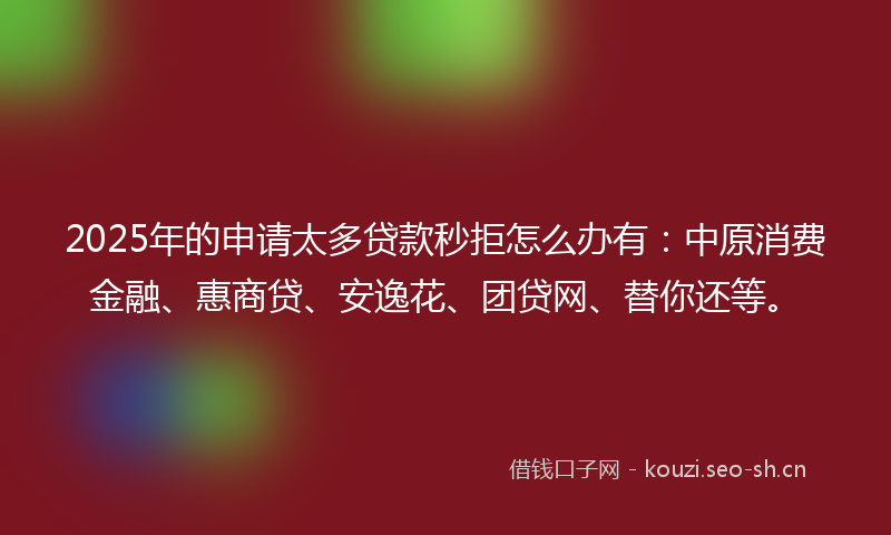 2025年的申请太多贷款秒拒怎么办有：中原消费金融、惠商贷、安逸花、团贷网、替你还等。