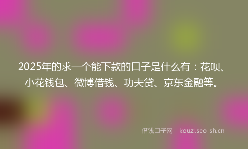 2025年的求一个能下款的口子是什么有：花呗、小花钱包、微博借钱、功夫贷、京东金融等。