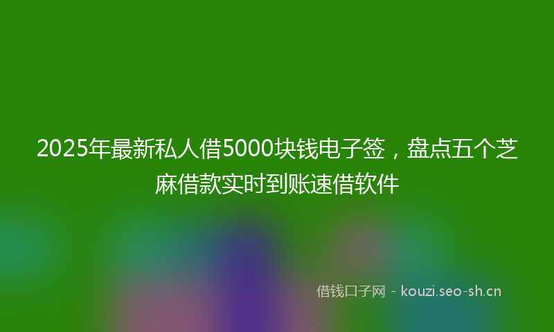 2025年最新私人借5000块钱电子签，盘点五个芝麻借款实时到账速借软件