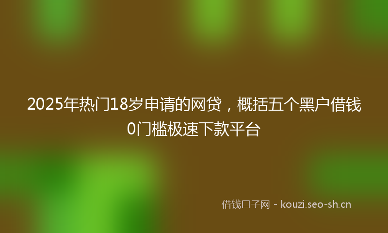 2025年热门18岁申请的网贷，概括五个黑户借钱0门槛极速下款平台