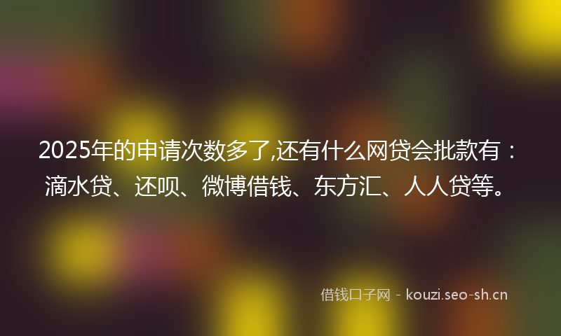 2025年的申请次数多了,还有什么网贷会批款有：滴水贷、还呗、微博借钱、东方汇、人人贷等。