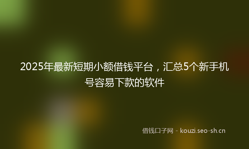 2025年最新短期小额借钱平台，汇总5个新手机号容易下款的软件