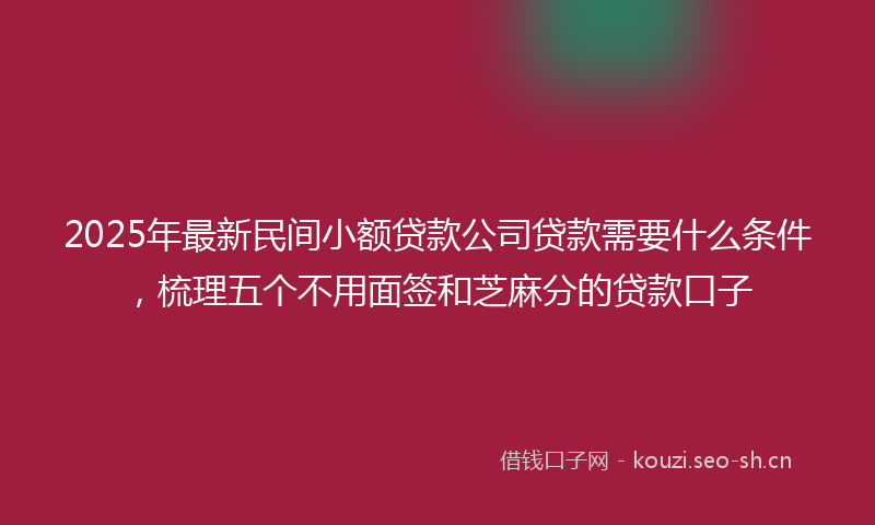 2025年最新民间小额贷款公司贷款需要什么条件，梳理五个不用面签和芝麻分的贷款口子