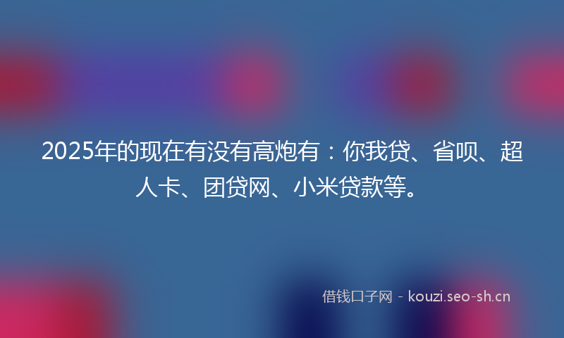 2025年的现在有没有高炮有：你我贷、省呗、超人卡、团贷网、小米贷款等。