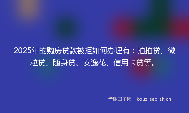 2025年的购房贷款被拒如何办理有：拍拍贷、微粒贷、随身贷、安逸花、信用卡贷等。