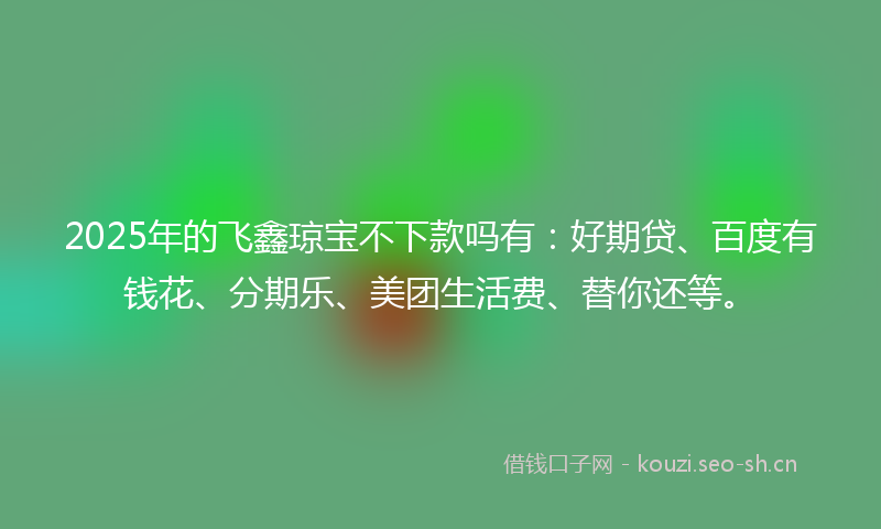 2025年的飞鑫琼宝不下款吗有：好期贷、百度有钱花、分期乐、美团生活费、替你还等。