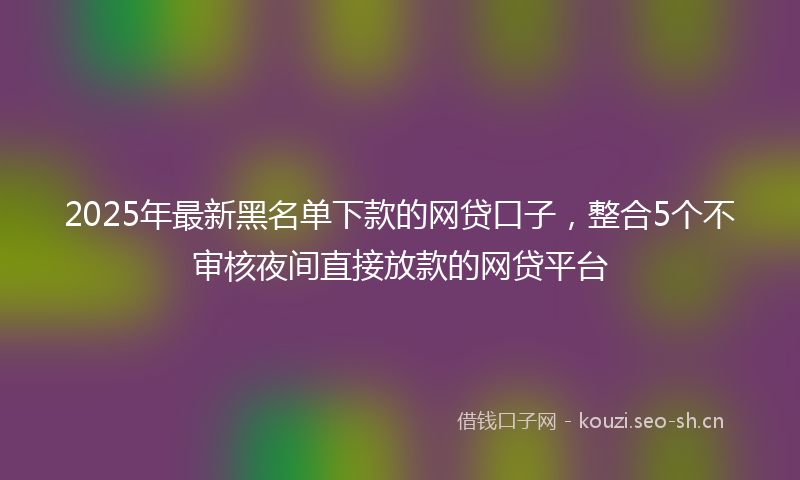 2025年最新黑名单下款的网贷口子，整合5个不审核夜间直接放款的网贷平台