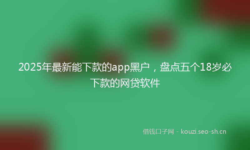 2025年最新能下款的app黑户，盘点五个18岁必下款的网贷软件