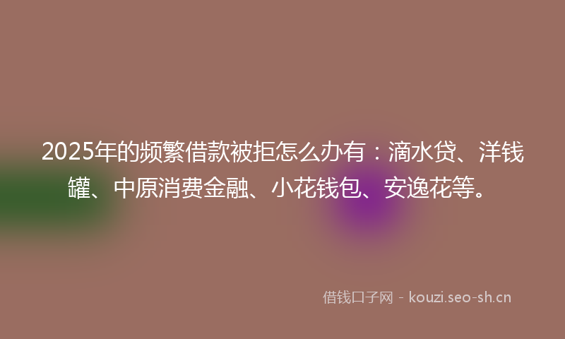 2025年的频繁借款被拒怎么办有：滴水贷、洋钱罐、中原消费金融、小花钱包、安逸花等。
