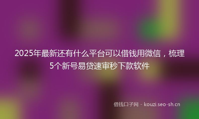 2025年最新还有什么平台可以借钱用微信，梳理5个新号易贷速审秒下款软件
