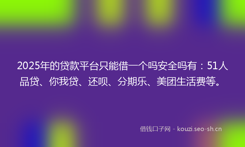 2025年的贷款平台只能借一个吗安全吗有：51人品贷、你我贷、还呗、分期乐、美团生活费等。