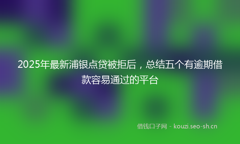 2025年最新浦银点贷被拒后，总结五个有逾期借款容易通过的平台
