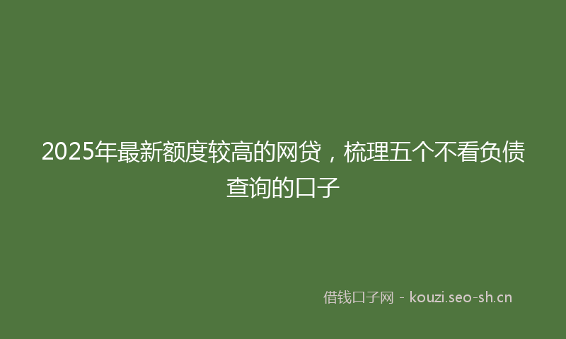 2025年最新额度较高的网贷，梳理五个不看负债查询的口子