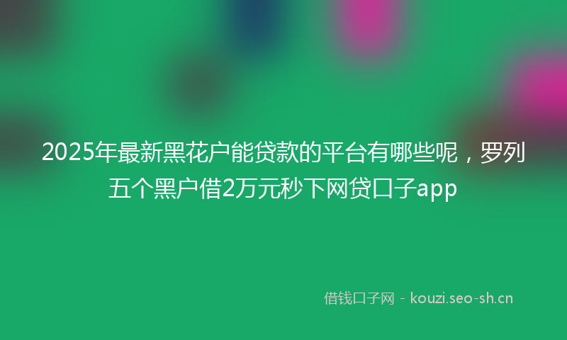 2025年最新黑花户能贷款的平台有哪些呢，罗列五个黑户借2万元秒下网贷口子app
