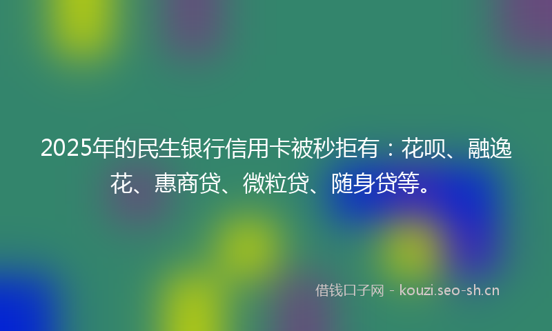 2025年的民生银行信用卡被秒拒有：花呗、融逸花、惠商贷、微粒贷、随身贷等。
