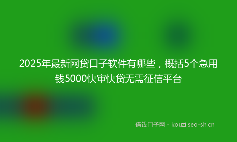 2025年最新网贷口子软件有哪些，概括5个急用钱5000快审快贷无需征信平台
