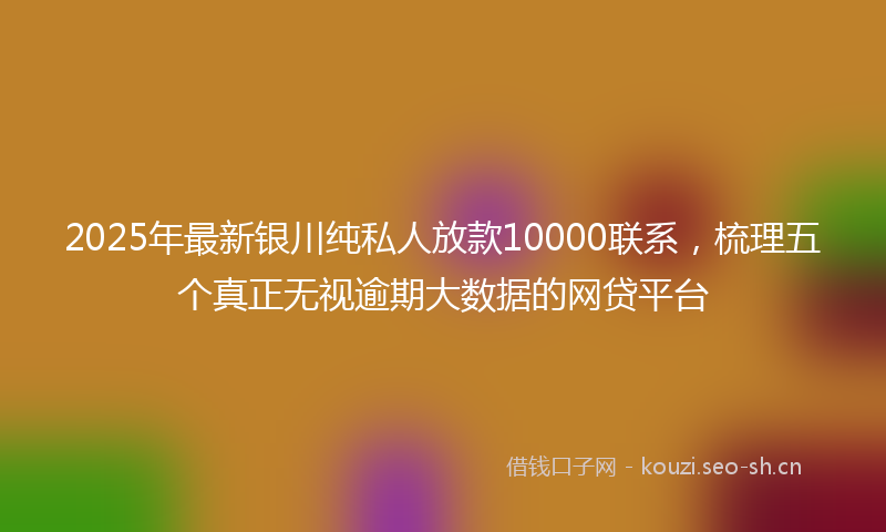 2025年最新银川纯私人放款10000联系，梳理五个真正无视逾期大数据的网贷平台