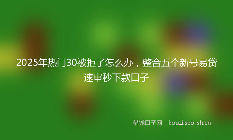 2025年热门30被拒了怎么办，整合五个新号易贷速审秒下款口子