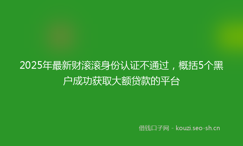 2025年最新财滚滚身份认证不通过，概括5个黑户成功获取大额贷款的平台
